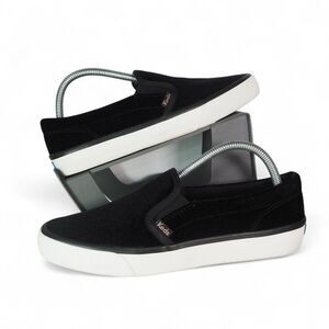 Keds Double Decker Velvet Slip-on Casual Shoes Black WF66142 Women's 9.5